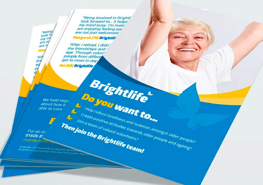 Brightlife leaflet print design by Greensplash Design
