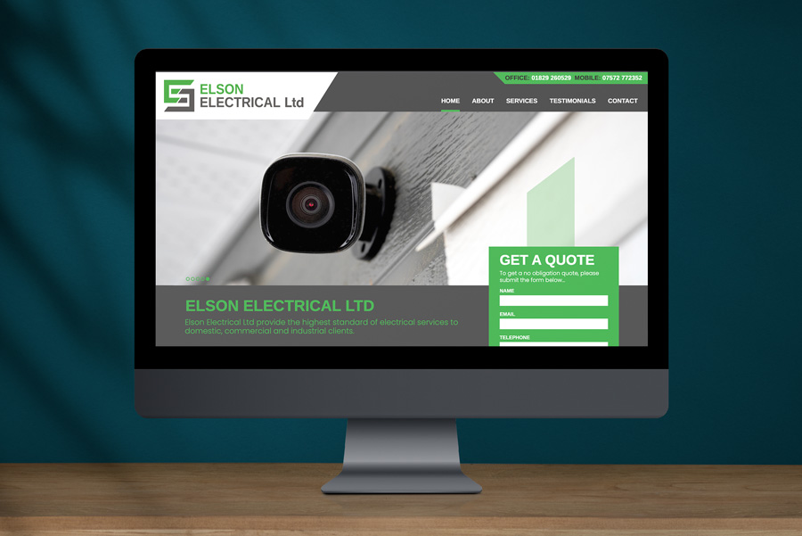 Elson Electrical Web Design, Greensplash Design.