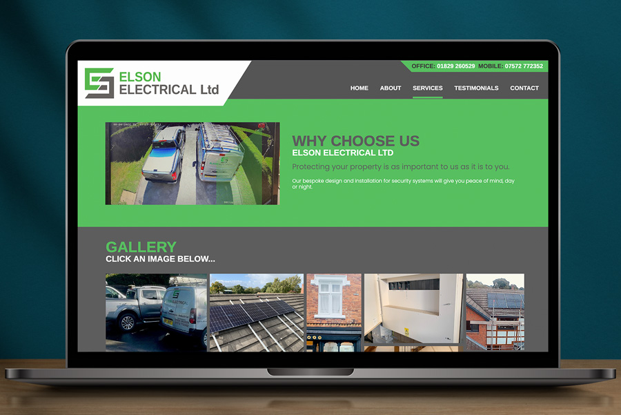 Elson Electrical WordPress Build, Greensplash Design.