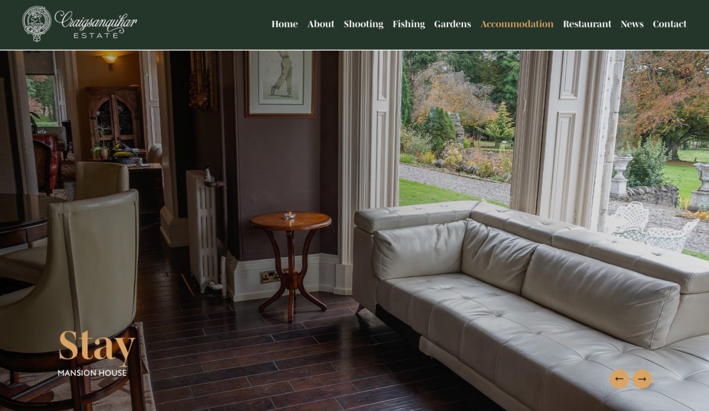 Craigsanquhar Estate Website Design. Greensplash Design