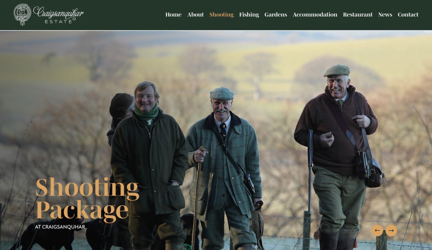 Craigsanquhar Estate Web design. Greensplash Design